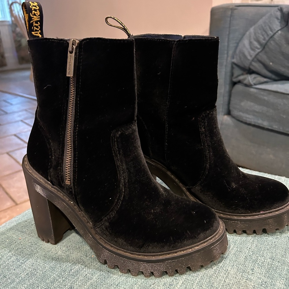 Dr Martens Magdalena Black Velvet Ankle Boots